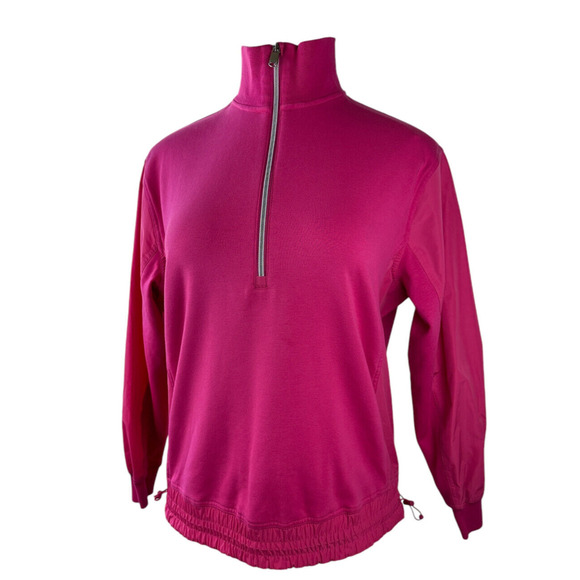 Athleta Triumph Hybrid Half Zip Sweatshirt Jacket Salvia Pink Fuchsia Size Small - Picture 15 of 15